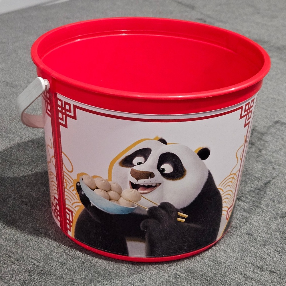 Kung Fu Panda 4 Movie Theater Popcorn Bucket Plastic Tub Po Dragon Warrior Red‎